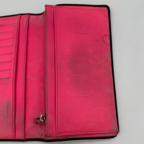 Chanel Cambon Ligne Long Wallet Black Lambskin Pink Series 10 w/ Holo, Auth Card - Picture 10 of 16